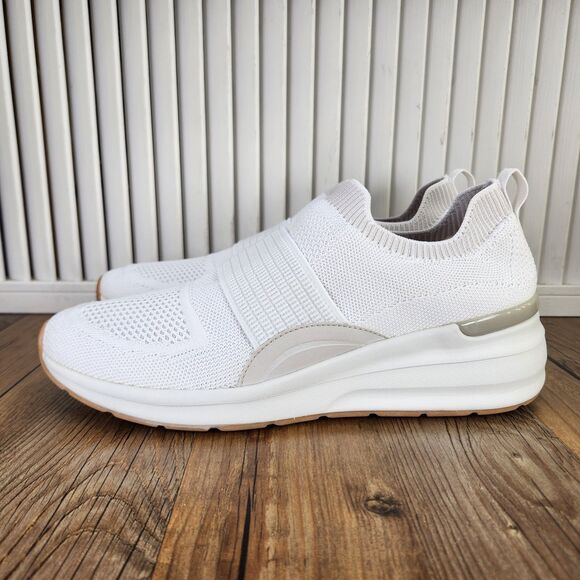 Skechers Billion Over The Top Women's 10 White Slip On Knit Walking Shoes 155627 - Picture 3 of 9